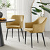 2x Calla Mustard Yellow Velvet Dining Chairs with Black Legs