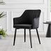 Novara Grey Concrete Effect Black Leg 120cm Round Dining Table & 6 Black Calla Black Leg Chairs