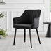 Novara Grey Concrete Effect Black Leg Round Dining Table & 4 Black Calla Black Leg Chairs