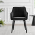 Novara Grey Concrete Effect Black Leg Round Dining Table & 4 Black Calla Black Leg Chairs