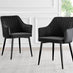 2x Calla Black Velvet Dining Chairs with Black Legs