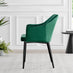 2x Calla Green Velvet Dining Chairs with Black Legs