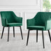 2x Calla Green Velvet Dining Chairs with Black Legs