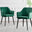2x Calla Green Velvet Dining Chairs with Black Legs
