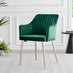 2x Calla Green Velvet Dining Chairs with Silver Legs