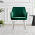 2x Calla Green Velvet Dining Chairs with Silver Legs
