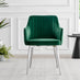 2x Calla Green Velvet Dining Chairs with Silver Legs