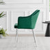 2x Calla Green Velvet Dining Chairs with Silver Legs