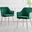 2x Calla Green Velvet Dining Chairs with Silver Legs