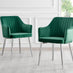 2x Calla Green Velvet Dining Chairs with Silver Legs