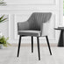 2x Calla Grey Velvet Dining Chairs with Black Legs