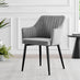 Elina White Marble Effect Round Dining Table & 2 Grey Calla Black Leg Chairs