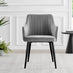 Palma White Marble Effect Round Dining Table & 4 Grey Calla Black Leg Chairs