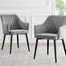 Elina White Marble Effect Round Dining Table & 2 Grey Calla Black Leg Chairs