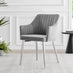 Elina White Marble Effect Round Dining Table & 2 Grey Calla Silver Leg Chairs