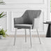 Novara White Marble Round Dining Table & 4 Grey Calla Silver Leg Chairs