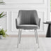 Elina White Marble Effect Round Dining Table & 2 Grey Calla Silver Leg Chairs