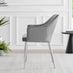 Elina White Marble Effect Round Dining Table & 2 Grey Calla Silver Leg Chairs