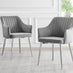 2x Calla Grey Velvet Dining Chairs with Silver Legs