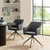 Penrose Black Round Dining Table & 4 Grey Calla Velvet Swivel Chairs