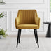 2x Calla Mustard Yellow Velvet Dining Chairs with Black Legs
