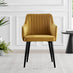 2x Calla Mustard Yellow Velvet Dining Chairs with Black Legs