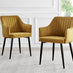 2x Calla Mustard Yellow Velvet Dining Chairs with Black Legs