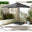 Cantilever Grey Square Garden Parasol & Base Set