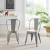 2x Colton Grey 'Tolix' Style Metal and Wood Dining Chairs