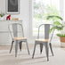2x Colton Grey 'Tolix' Style Metal and Wood Dining Chairs