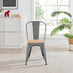2x Colton Grey 'Tolix' Style Metal and Wood Dining Chairs