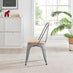 2x Colton Grey 'Tolix' Style Metal and Wood Dining Chairs