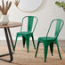 2x Colton Dark Green 'Tolix' Style Metal Dining Chairs