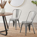 2x Colton Grey 'Tolix' Style Metal Dining Chairs