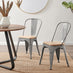 2x Colton Grey 'Tolix' Style Metal and Wood Dining Chairs