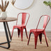 2x Colton Red 'Tolix' Style Metal Dining Chairs