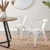 2x Colton White 'Tolix' Style Metal Dining Chairs with Arms