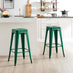 2x Colton Dark Green Metal 'Tolix' Style Bar Stools