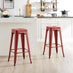 2x Colton Red Metal 'Tolix' Style Bar Stools