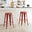 2x Colton Red Metal 'Tolix' Style Bar Stools