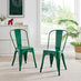 2x Colton Dark Green 'Tolix' Style Metal Dining Chairs
