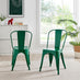 2x Colton Dark Green 'Tolix' Style Metal Dining Chairs