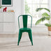 2x Colton Dark Green 'Tolix' Style Metal Dining Chairs