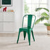 2x Colton Dark Green 'Tolix' Style Metal Dining Chairs