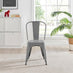 2x Colton Grey 'Tolix' Style Metal Dining Chairs