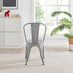 2x Colton Grey 'Tolix' Style Metal Dining Chairs