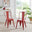 2x Colton Red 'Tolix' Style Metal Dining Chairs