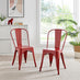2x Colton Red 'Tolix' Style Metal Dining Chairs