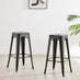 2x Colton Black Metal 'Tolix' Style Bar Stools