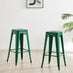 2x Colton Dark Green Metal 'Tolix' Style Bar Stools